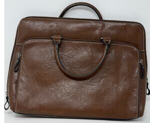 Bueno Light Brown Faux Leather Brief Case/Computer Bag/Portfolio Bag